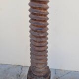Colonne vis de pressoir en bois ancienne 19ème art populaire rustique en chêne