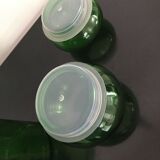 Set of 2 green glass jars