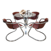 Vintage chrome dining set table chairs