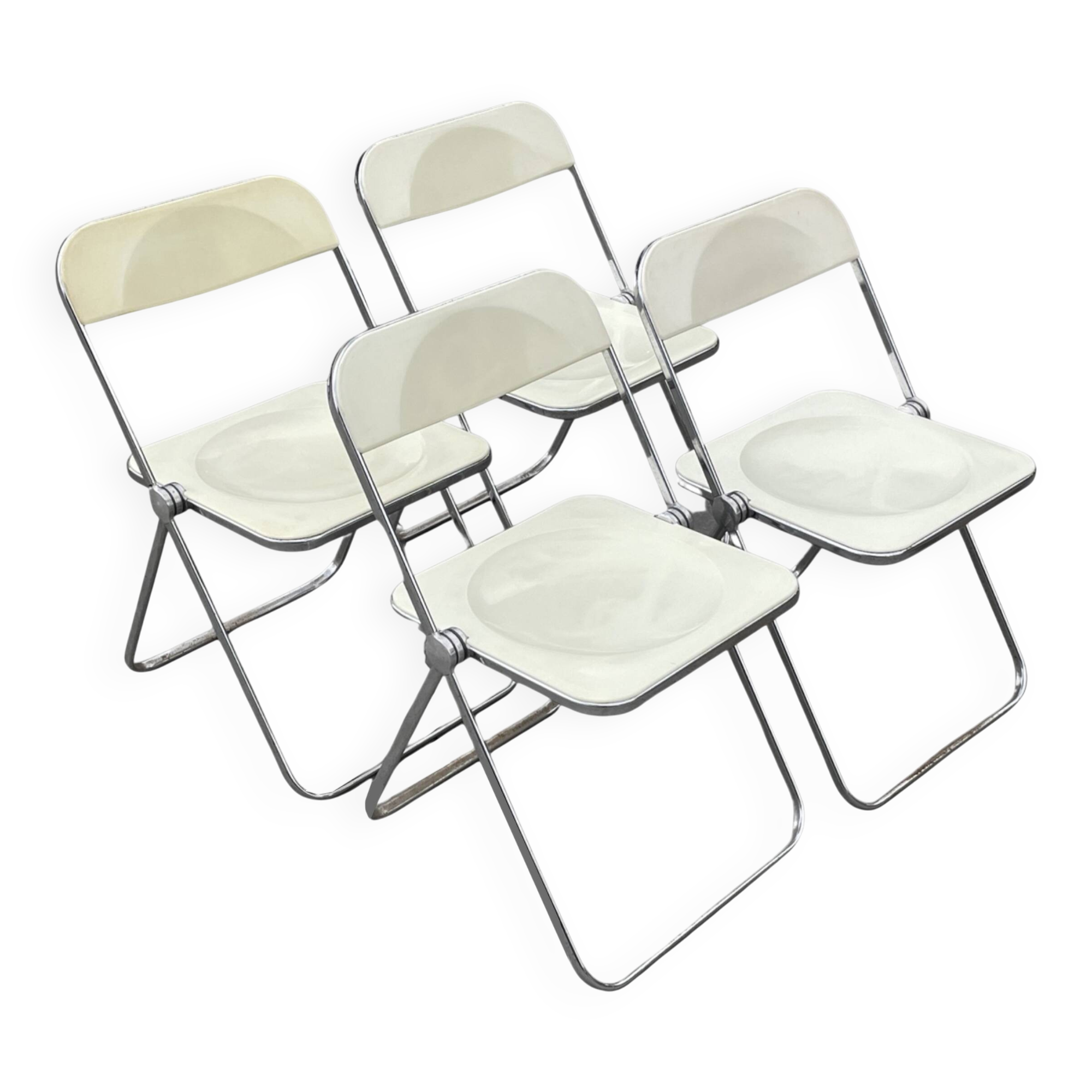 Ensemble de quatre chaises pliantes en lucite Plia, Giancarlo Piretti pour Castelli