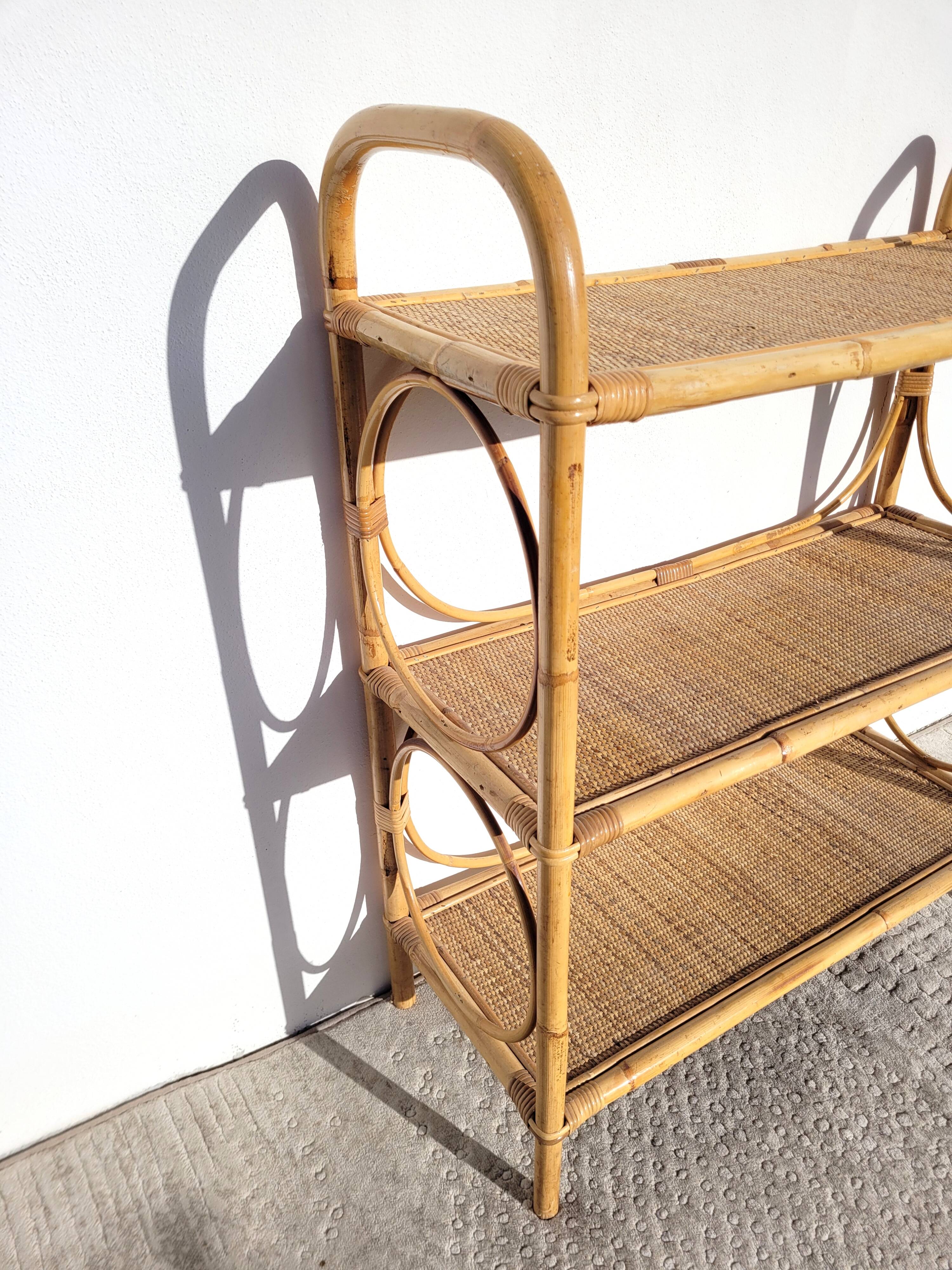 Library cabinet rattan shelf 1960