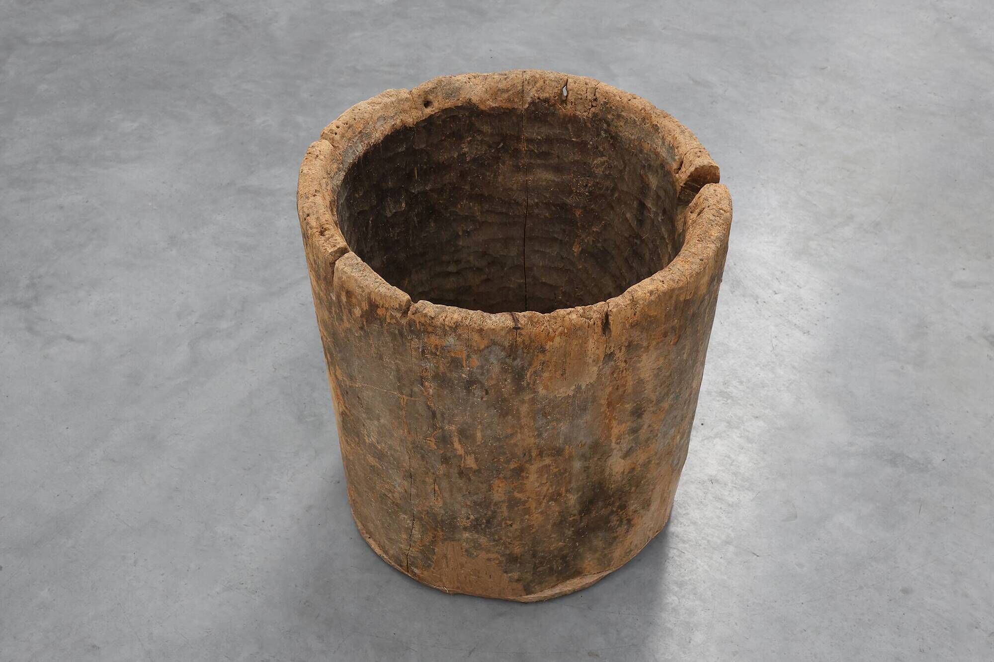 19th Century French Primitive Hollowed Oak Tree Trunk Planter