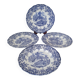 4 earthenware plates with floral and pastoral scene motif