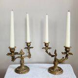Gilded bronze candlesticks with moving branches decorated with acanthus leaves