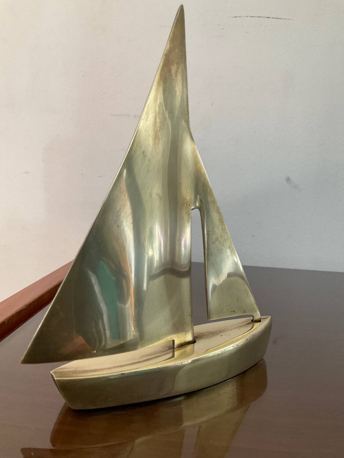 Vintage brass sailboat paperweight