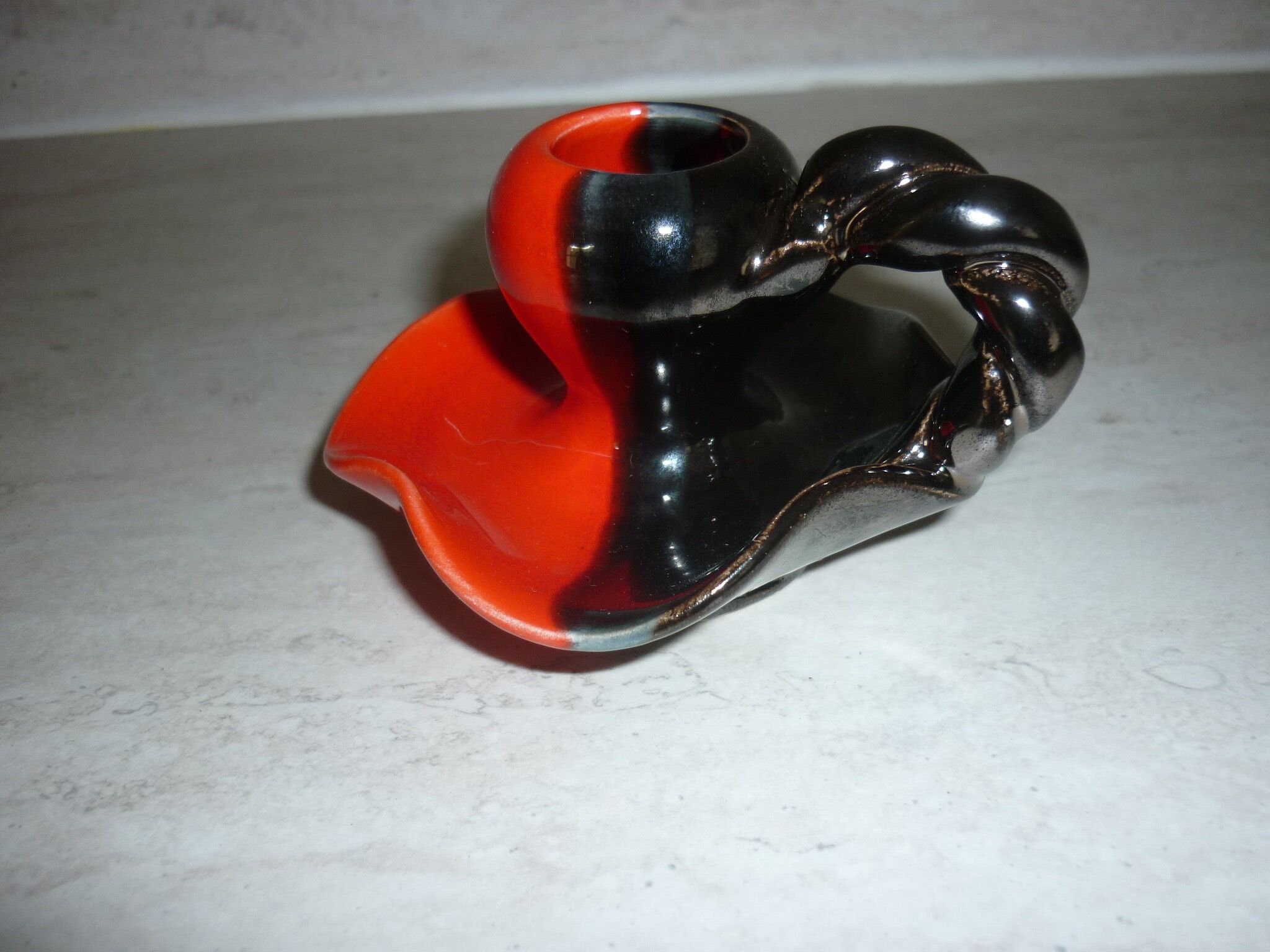 Red and black Vallauris candle holder