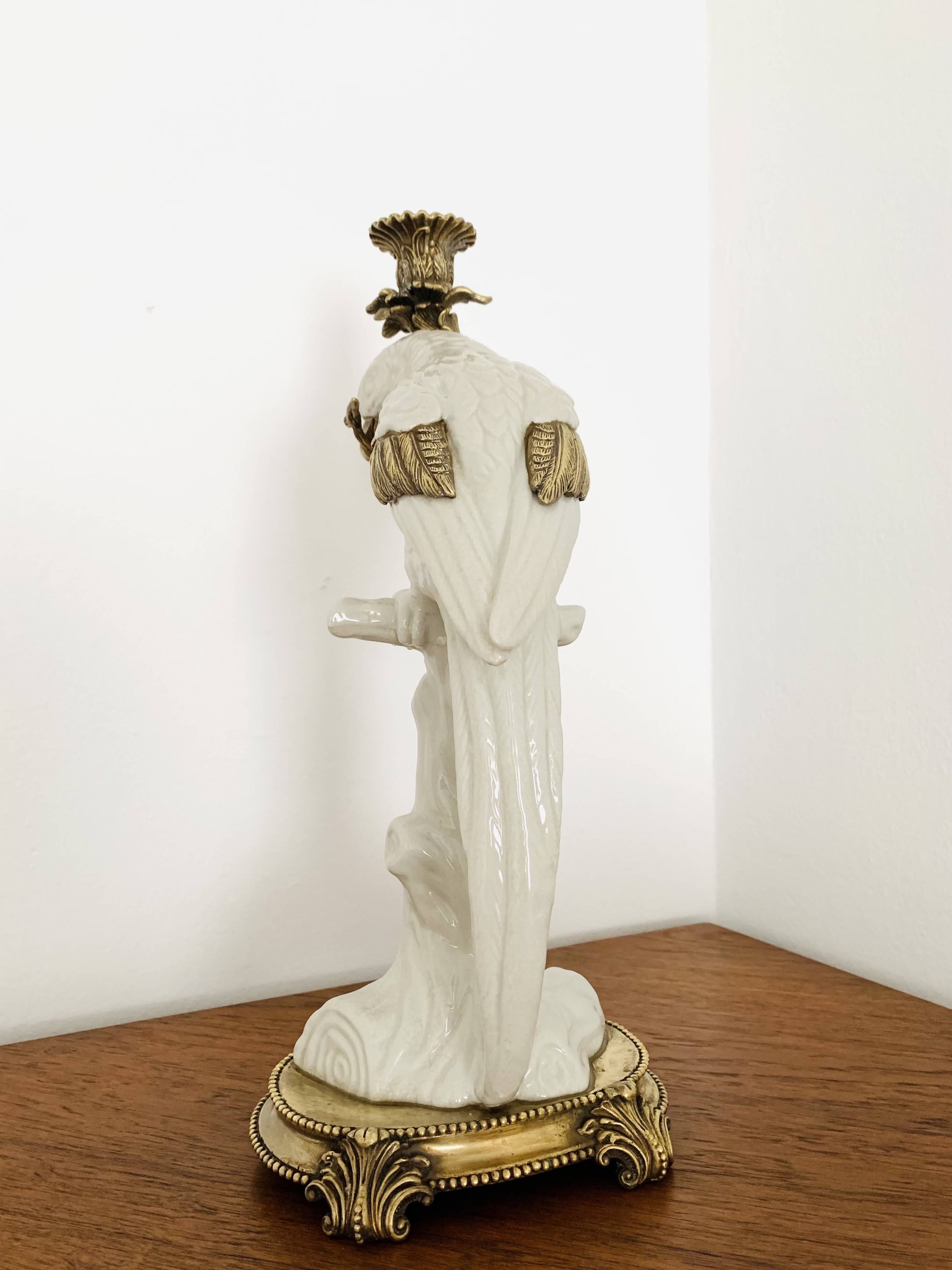 Bougeoir perroquet en céramique