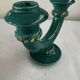 Art Deco candlestick in green and gold glazed ceramic, attributed to Vallauris