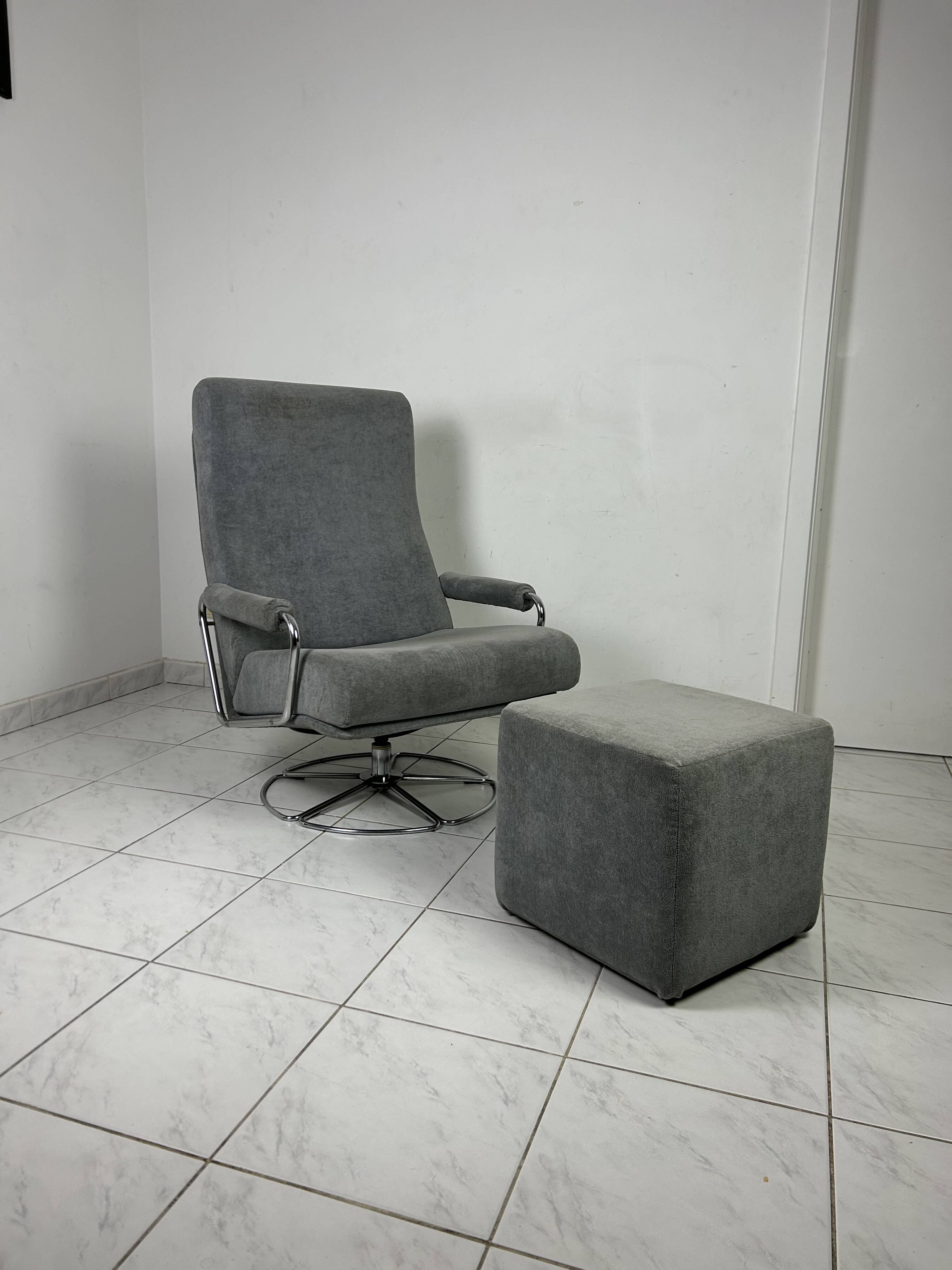 Vintage Gelderland swivel armchair with ottoman Jan des Bouvrie