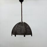 Vintage rattan and webbing hanging lamp 1970s retro