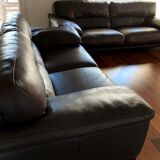 Set 2 Rochebobois sofas "off shore" leather cat 04: 3-4 seats - 2 1/2 seats