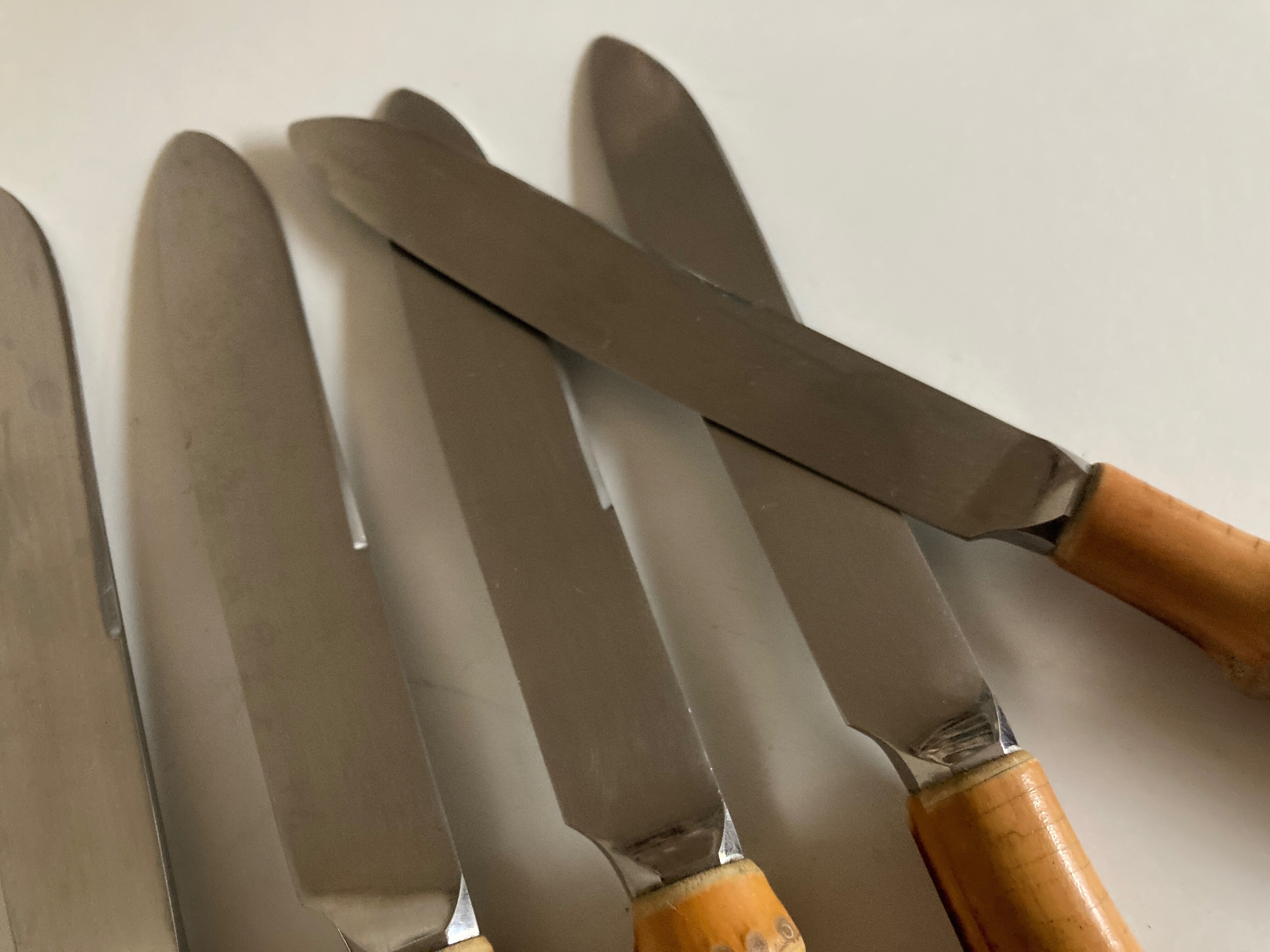 Set of 6 dessert knives bamboo handle 1960