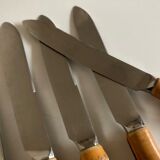 Set of 6 dessert knives bamboo handle 1960