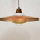 Copper milk glass & teak hanging lamp bent karlby for lyfa