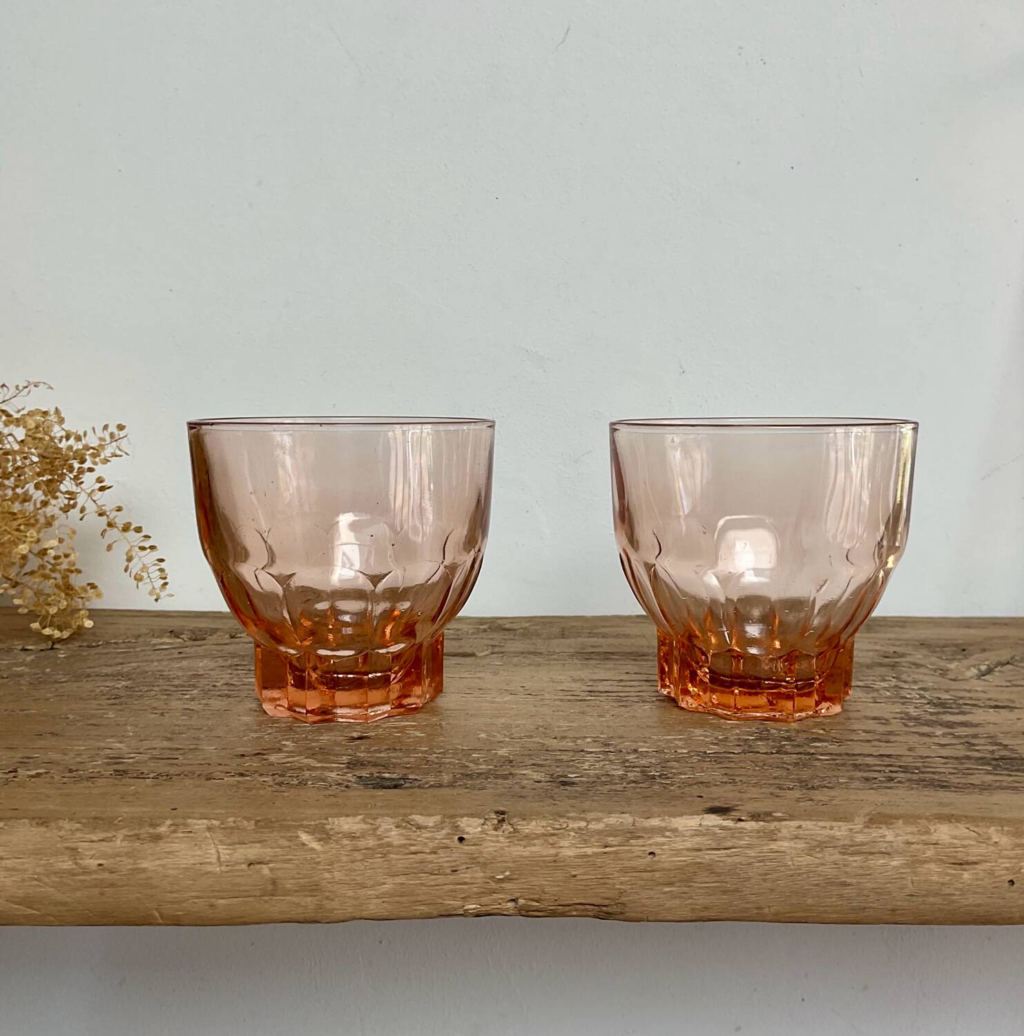6 vintage Rosaline glasses