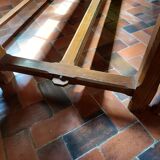 Solid oak table and its 2 benches