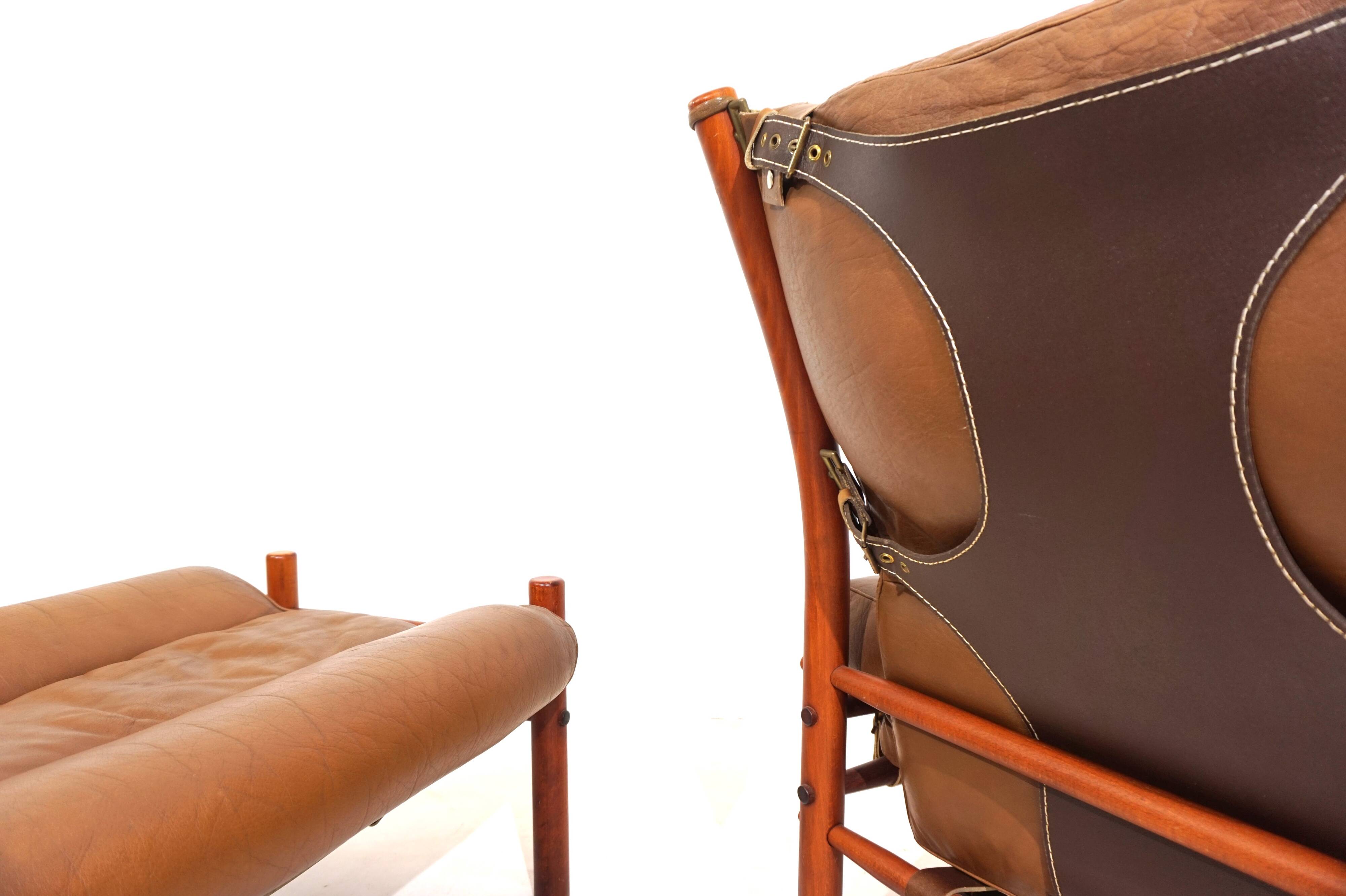 Arne Norell Inca chair with ottoman for Norell AB