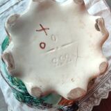 Old Cache Pot Barbotine Decor Warbler Bird Flowers Onnaing