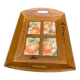 Vintage rectangular serving tray in solid wood with 4 compartments.