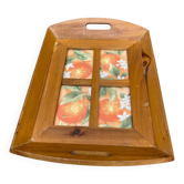 Vintage rectangular serving tray in solid wood with 4 compartments.