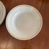 Lot of six soup plates, old, crockery, white, gilded
