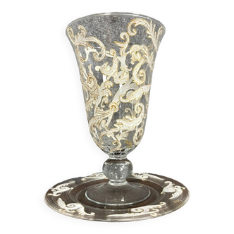 Crystal vase and tray set / Murano - Baccarat - Saint Louis