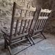 Set of 6 vintage American folding deck chairs in hardwood, 1940s–1960s.