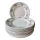 Série de 12 assiettes plates 1900 Terre de Fer en faïence de Longwy