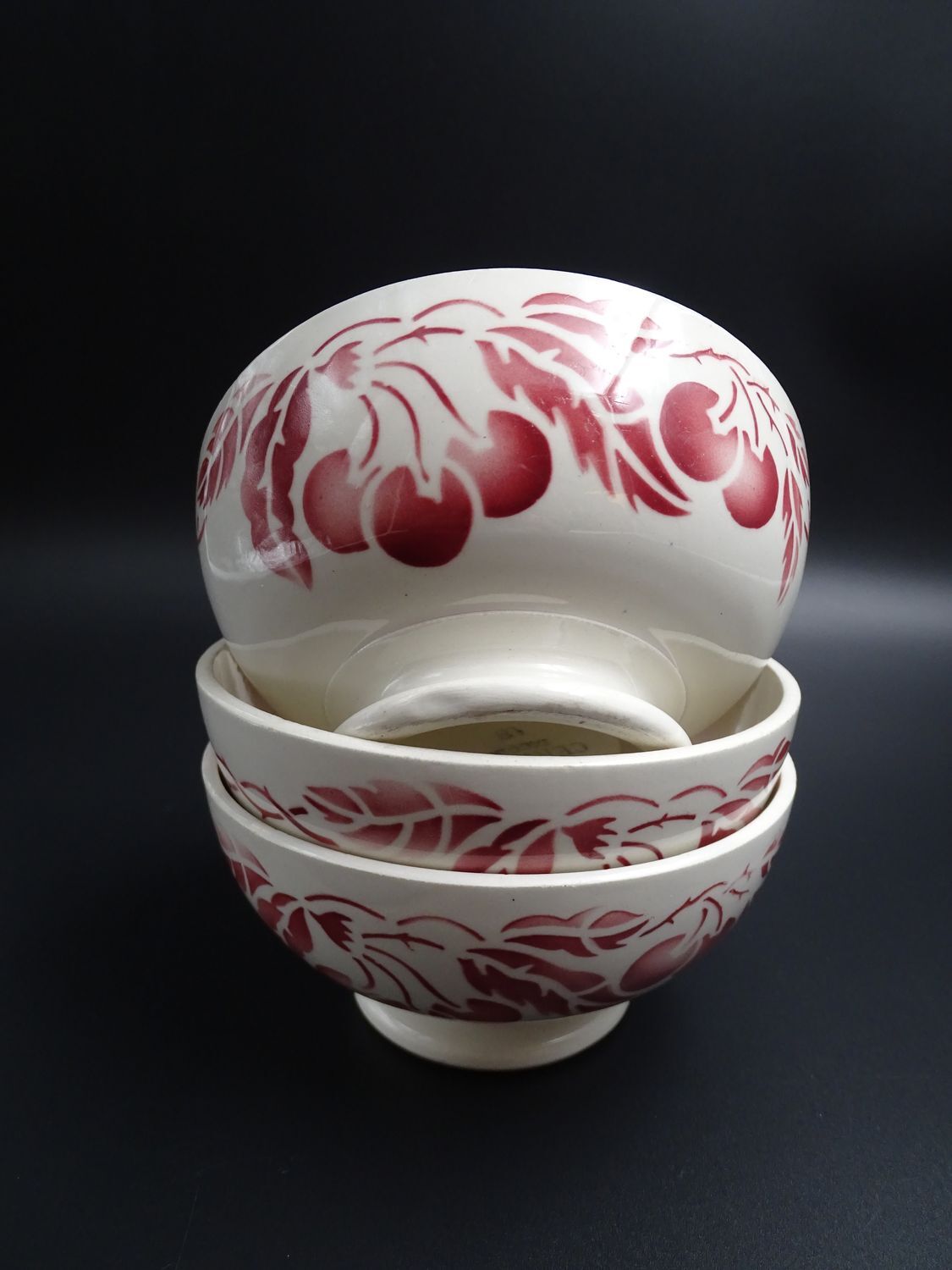 Lot of 3 bowls in Digoin faience 1940