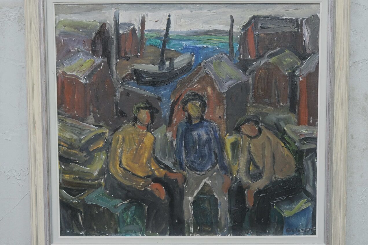 Einar Emland, Scandinavian modern painting, 1960s, Oil on Canvas, Framed