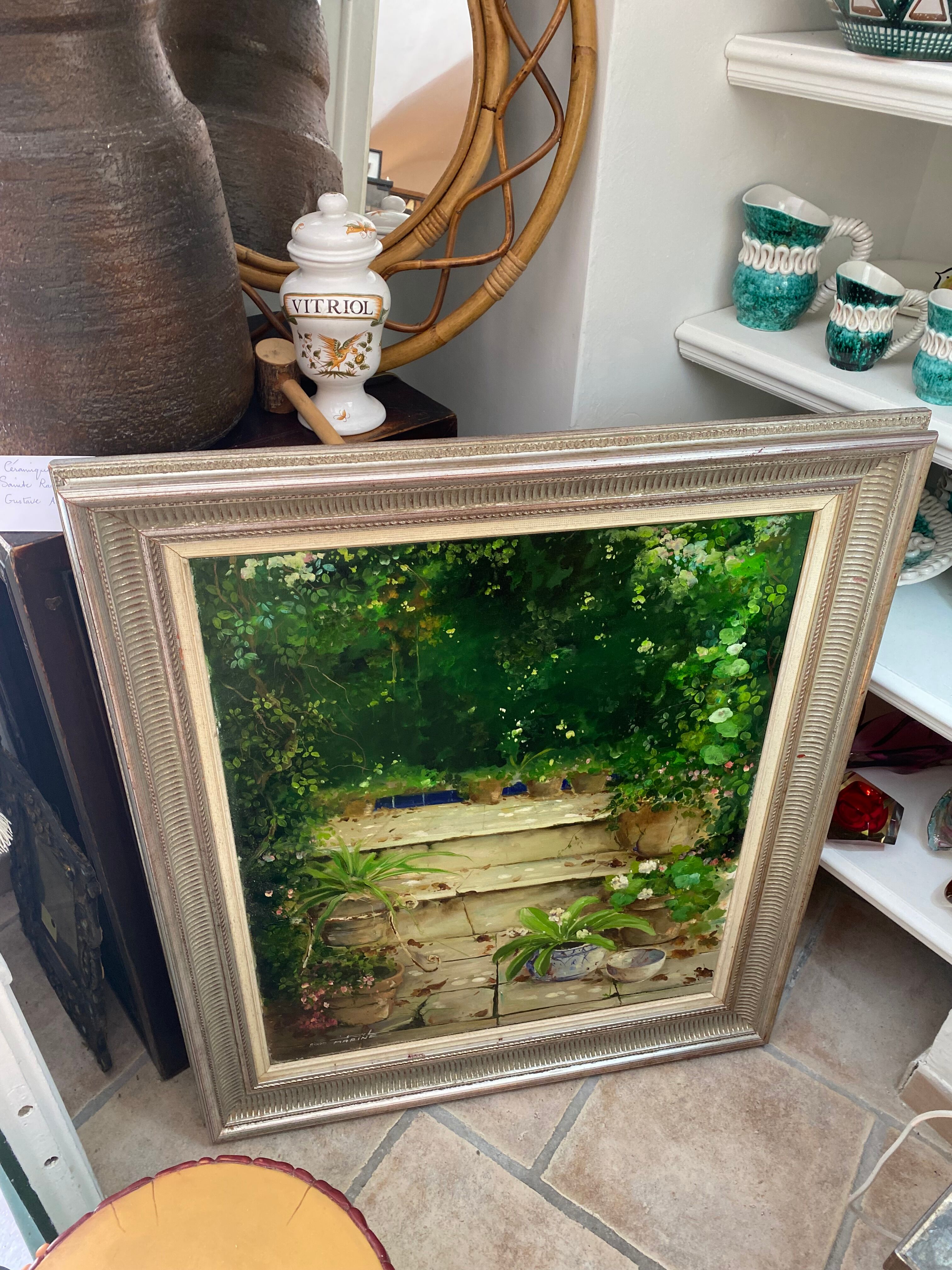Peinture "vue de jardin" contemporain