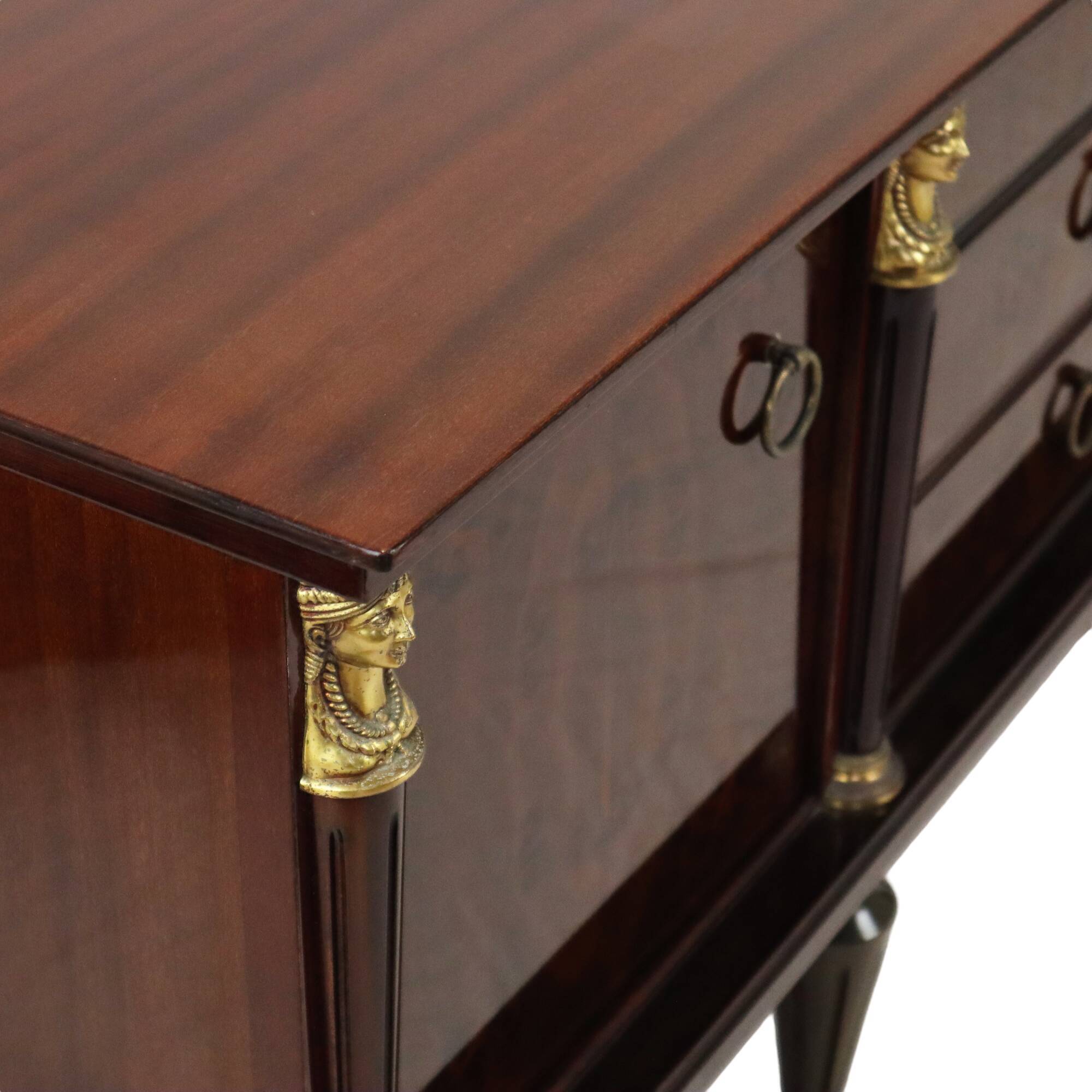Vintage tv cabinet low cabinet mirrored mahogany veneer hollywood regency 140cm