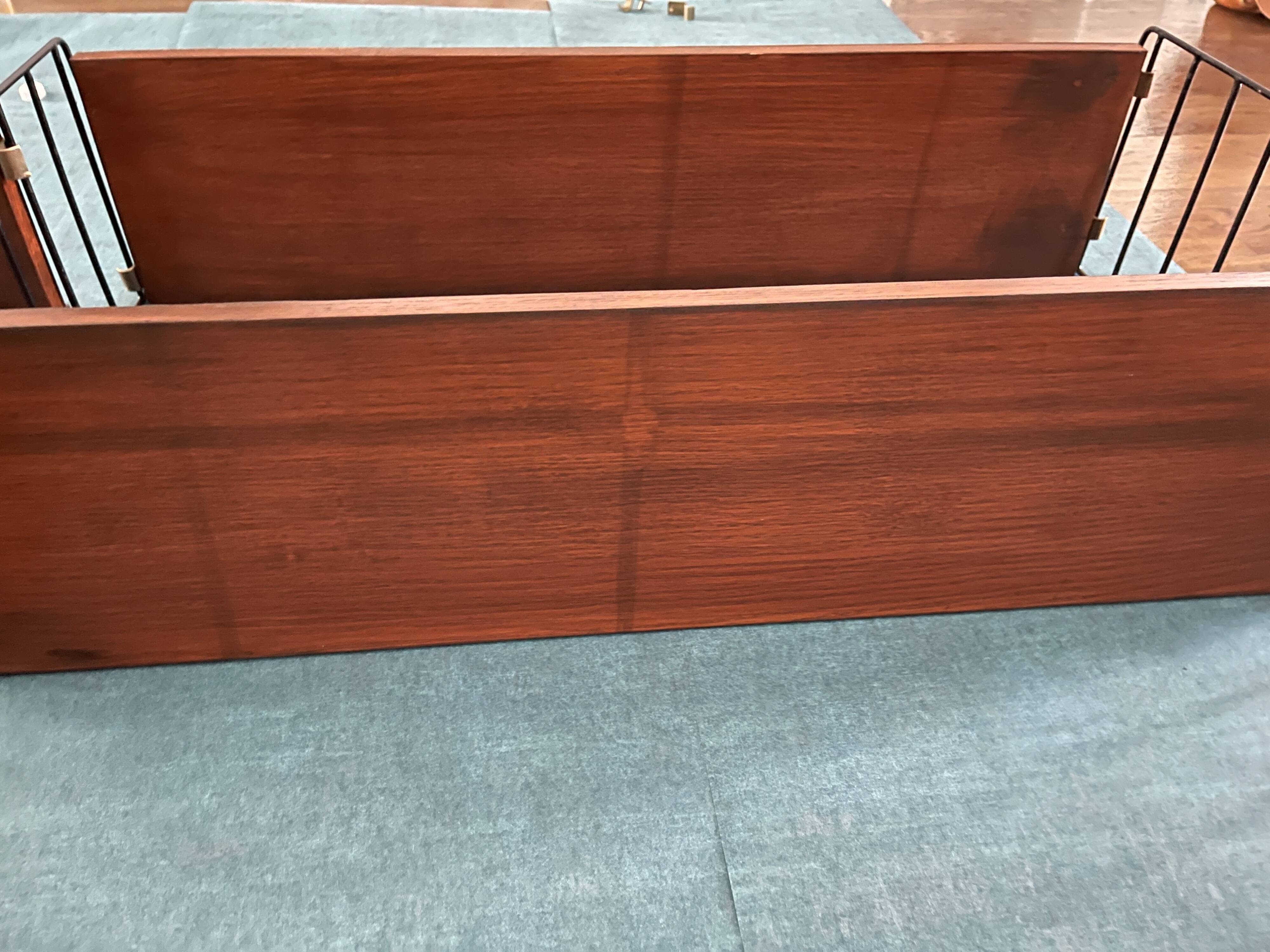 Nils Strinning 4-shelf teak wall-mounted bookcase, 165 cm x 75 cm
