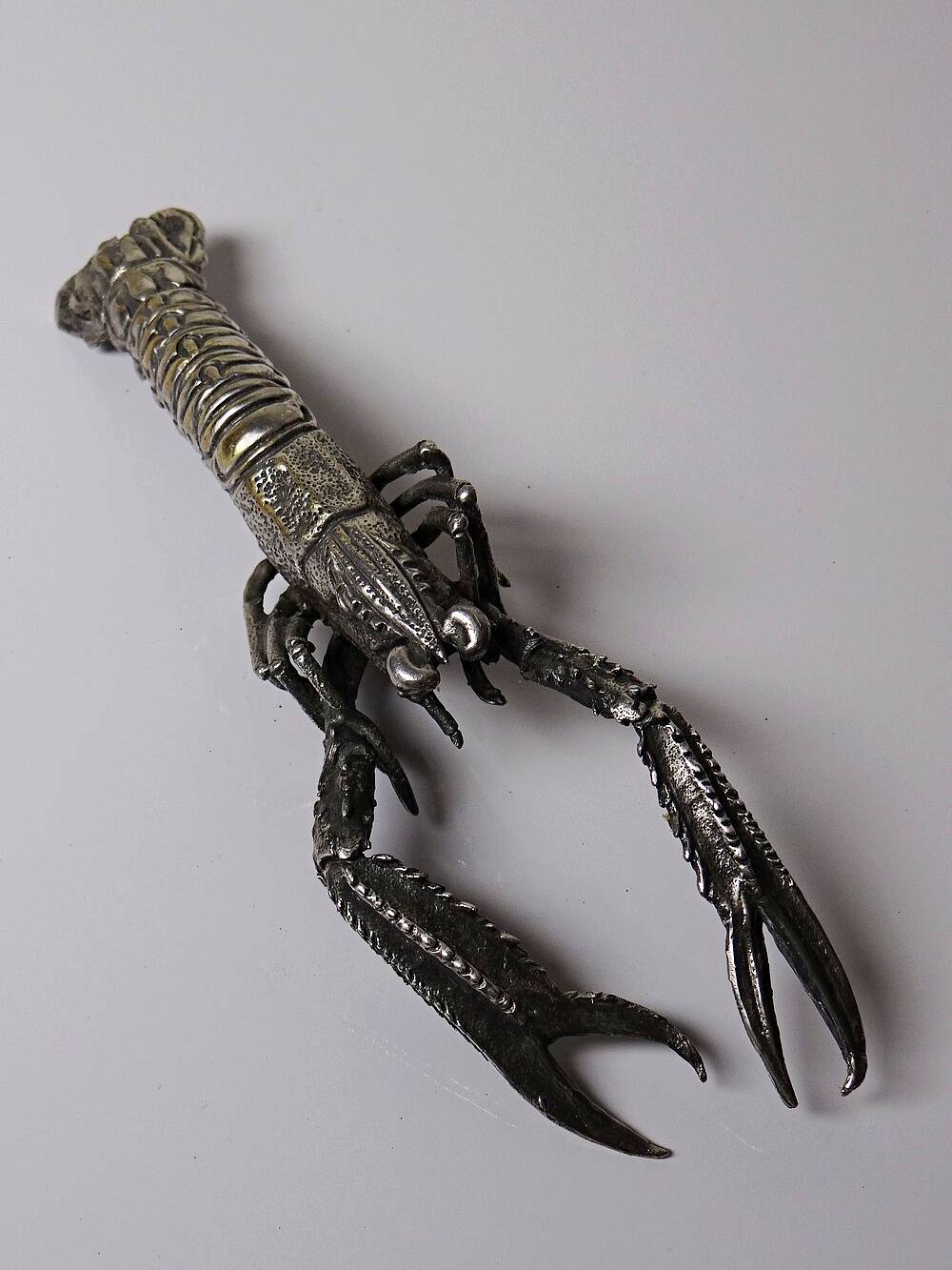 Crayfish/lobster handle, silver-plated metal, 1950s-1970s