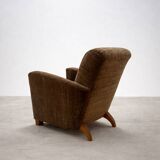 1930s Art Deco mohair velvet armchair