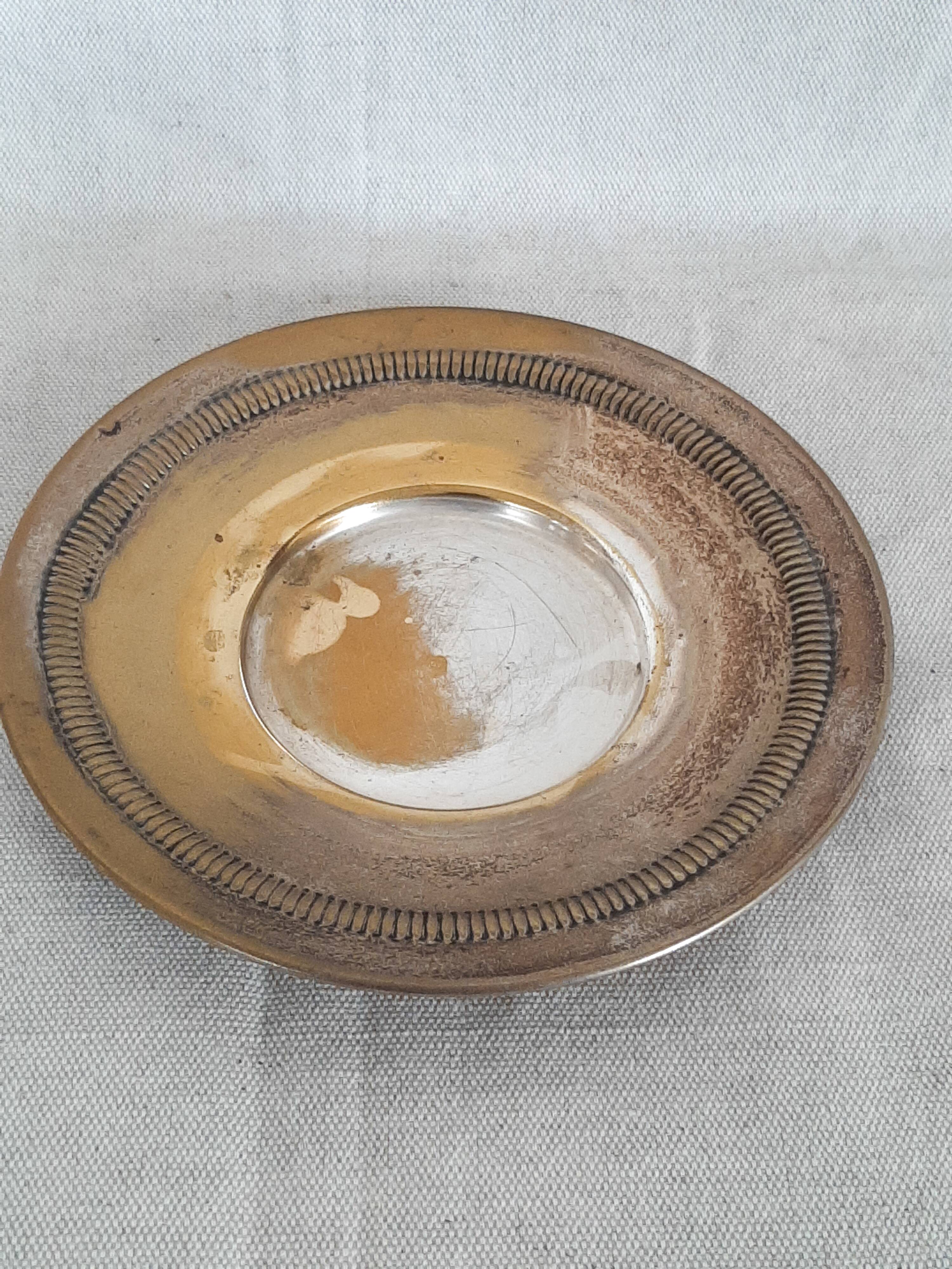 Engraved glass sugar bowl and silver-plated metal