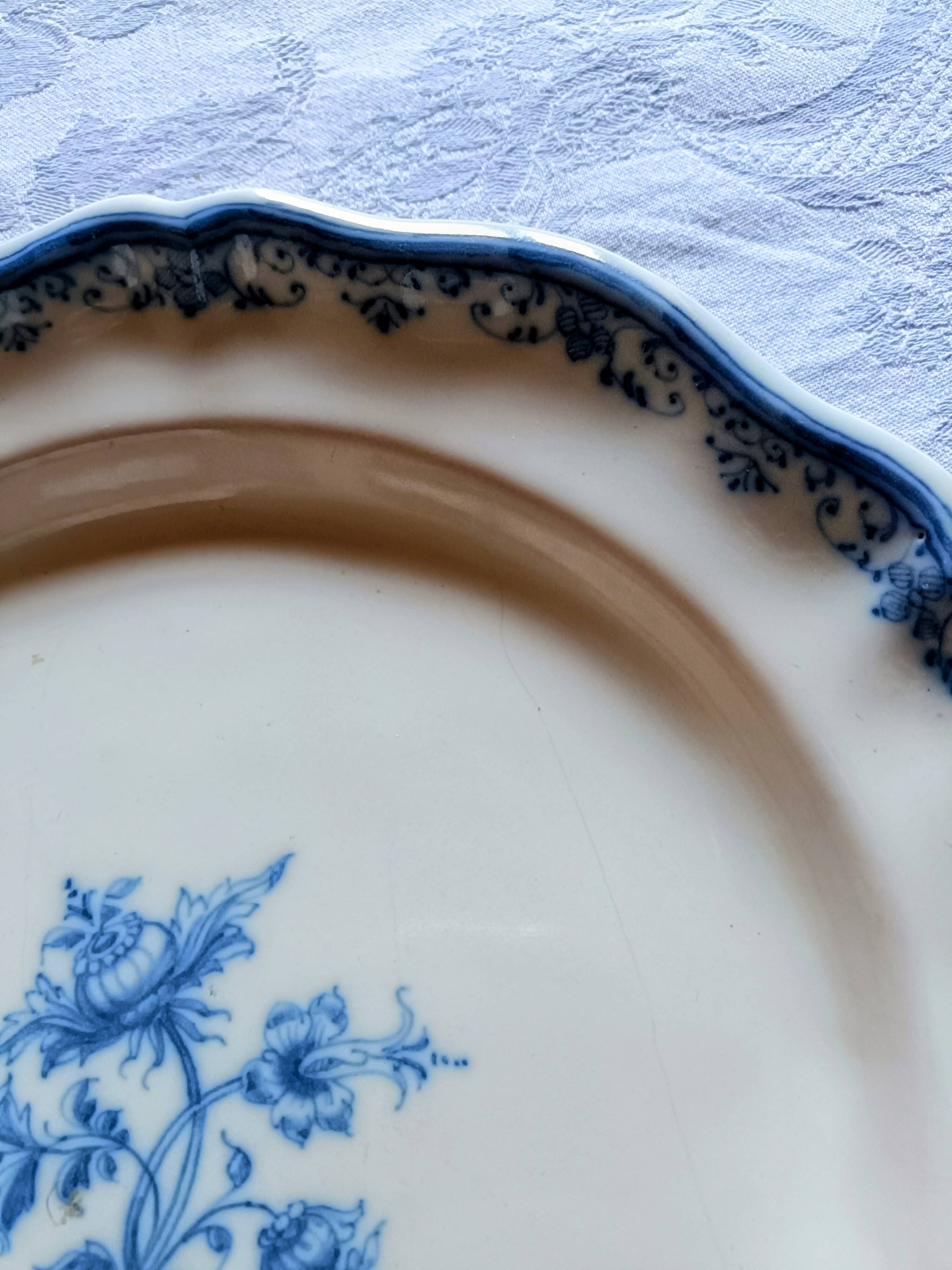 Large white and blue Marseille earthenware plate