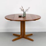 Danish Round Teak Dining Table with Extensions, 1970s