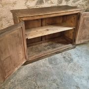 Antique French work cabinet in pine with two doors – rustic country style