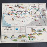 Poster school map Brittany & Vendée Region Pays de la Loire / Economic