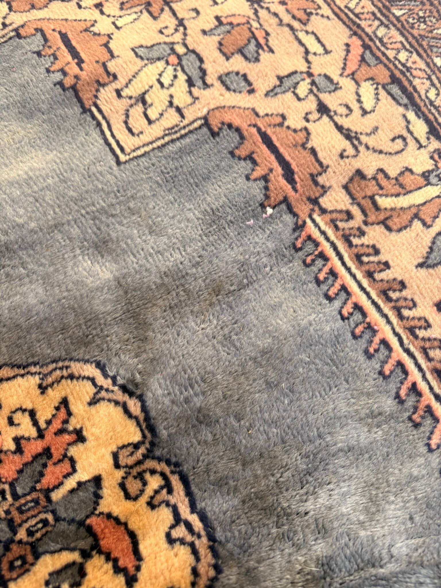 Vintage Persian Moud Carpet Handwoven Wool 240x160 Iran Oriental Old Salon