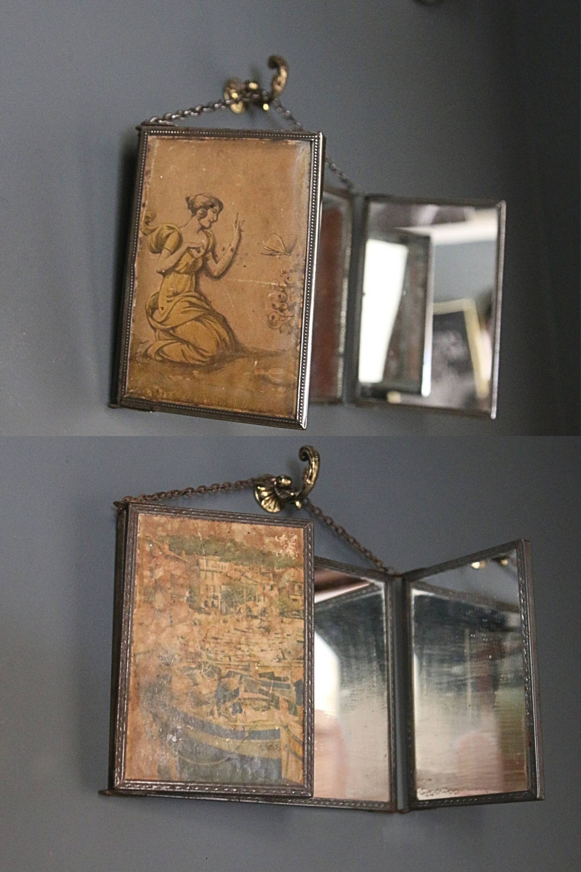 Miroir triptyque de barbier, Art Nouveau, circa 1900