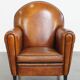Vintage Sheepskin Leather Art Deco Style Design Armchair