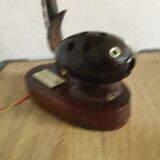 Lampe poisson globe bois et noix de coco