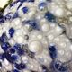 Large Portuguese blue glass crowned chandelier