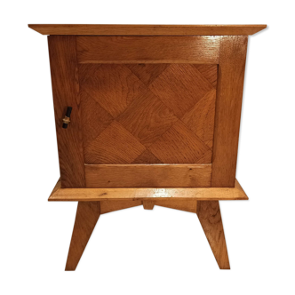 Bedside night table vintage compass feet and solid wood marquetteries