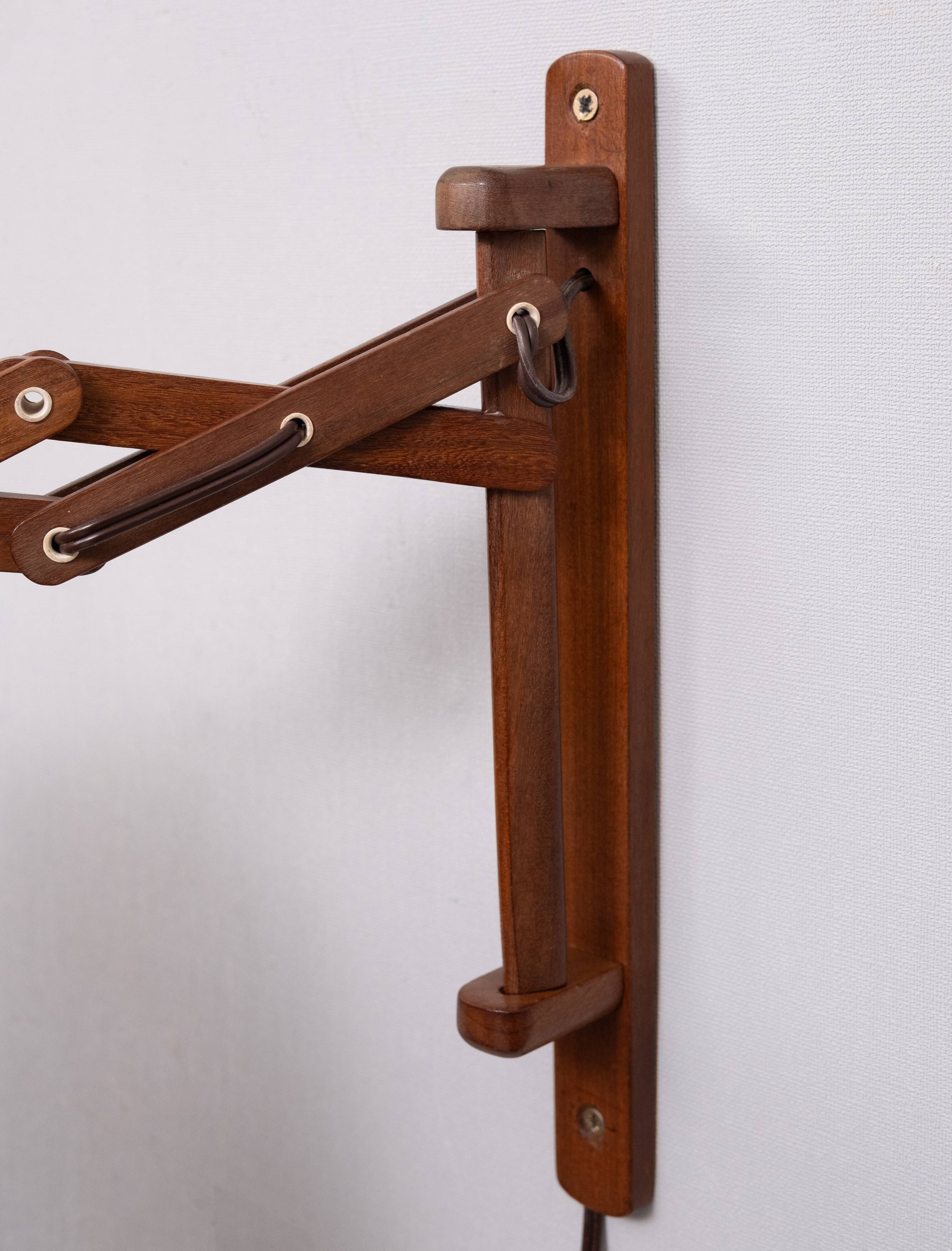 Small teak scissors wall lamp 1960s holland