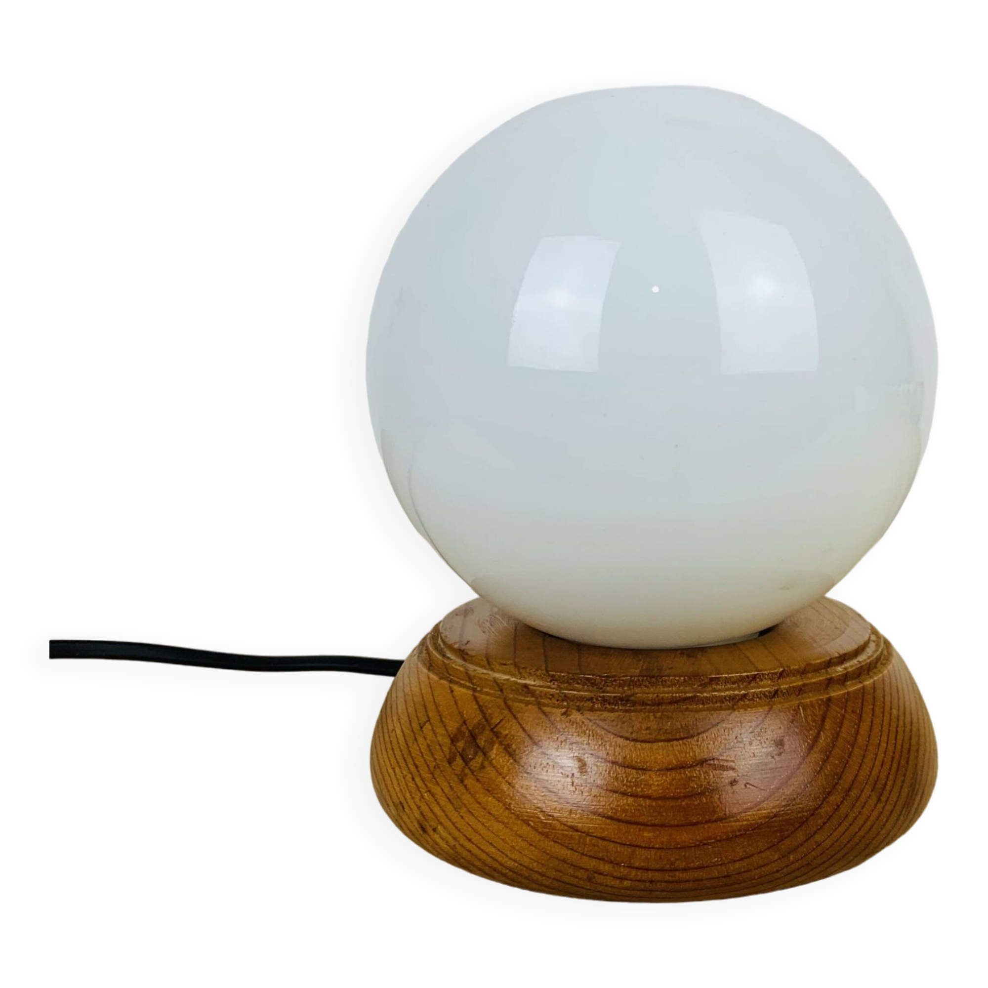 Opaline globe pine lamp from the 60s