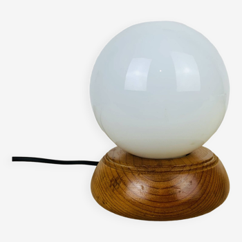 Opaline globe pine lamp from the 60s