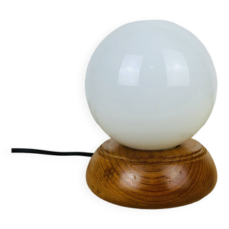 Opaline globe pine lamp from the 60s